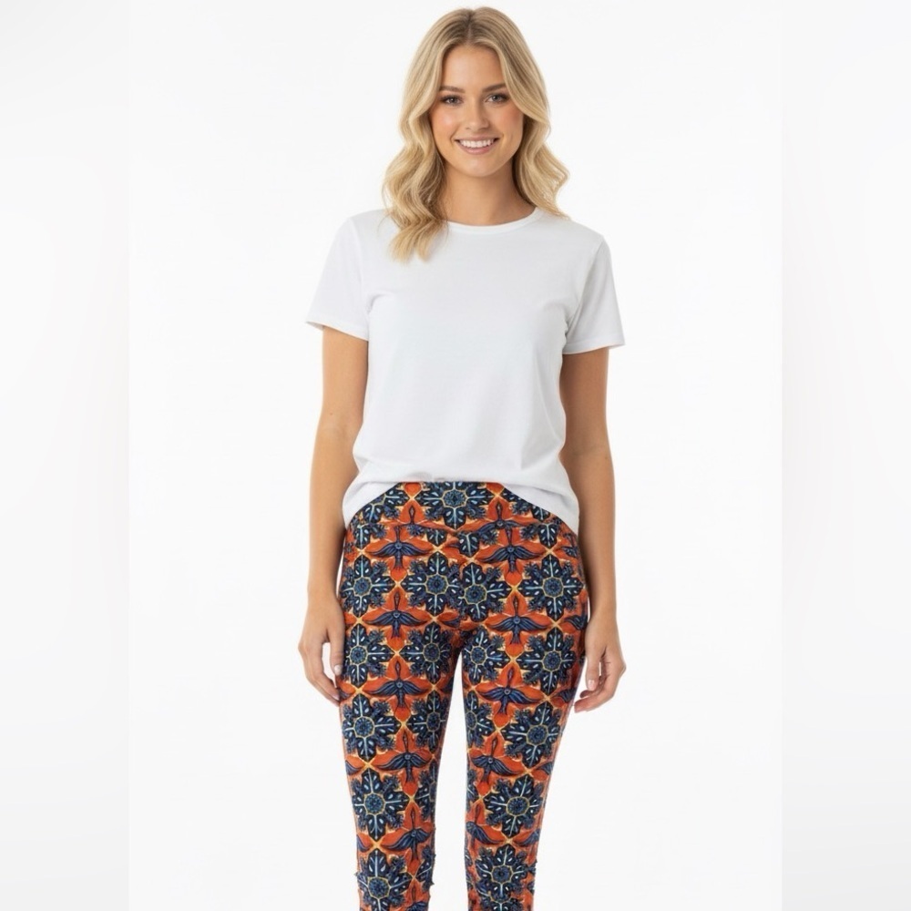 Gorgeous LulaRoe orange & blue one size leggings